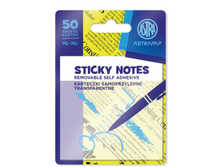 Karteczki samoprzylepne transparentne ASTRAPAP 76x76 mm, biae, 50k  [opakowanie=12szt]