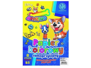 Zeszyt papierw kolorowych samoprzylepnyh ASTRA ASTRINO B5 170g, 8k  [opakowanie=10szt]