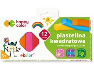 Plastelina szkolna kwadratowa, 12 kolor�w, Happy Color