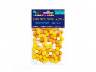 Pompony poliestrowe DPCRAFT 1cm mix ��ty, 120 szt.