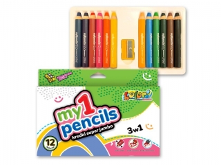 Kredki PENMATE Kolori moje pierwsze kredki super jumbo 12 kolor�w+temper�wka