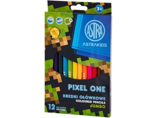 Kredki ołówkowe okrągłe Jumbo ASTRAKIDS Pixel One - 12 kolorów ASPROM