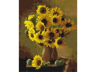 Zestaw z farbami, malowanie wg. numer�w, podobr. 40x50cm, S�oneczniki, ARTEA ASTRA