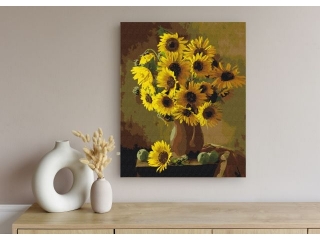 Zestaw z farbami, malowanie wg. numer�w, podobr. 40x50cm, S�oneczniki, ARTEA ASTRA