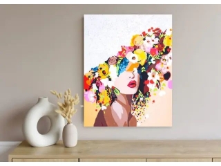 Zestaw z farbami, malowanie wg. numer�w, podobr. 40x50cm, Portret w kwiatach, ARTEA ASTRA ASPROM