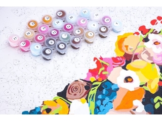 Zestaw z farbami, malowanie wg. numer�w, podobr. 40x50cm, Portret w kwiatach, ARTEA ASTRA ASPROM