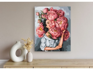 Zestaw z farbami, malowanie wg. numer�w, podobr. 40x50cm, w Piwoniach, ARTEA ASTRA