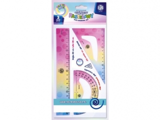 Zestaw geometryczny pastelowy 3 elementy FLEXI ASTRA Pastel Line - 1 szt. opp bag