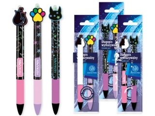 D�ugopis automatyczny wymazywalny z gumowym uchwytem 0,5 mm ASTRAPEN OOPS! CATS - 2 szt. PET box