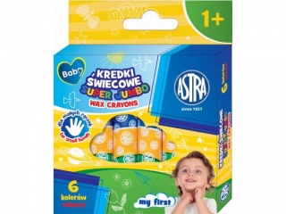 Kredki �wiecowe okr�g�e SUPER JUMBO ASTRA BABY - 6 kolor�w  - 14/85 mm