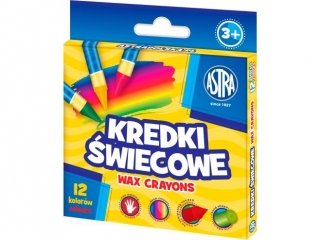 Kredki �wiecowe okr�g�e ASTRA - 12 kolor�w - 8/90 mm