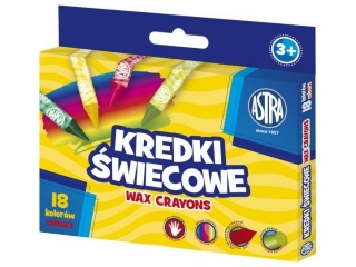 Kredki �wiecowe okr�g�e ASTRA - 18 kolor�w - 8/90 mm