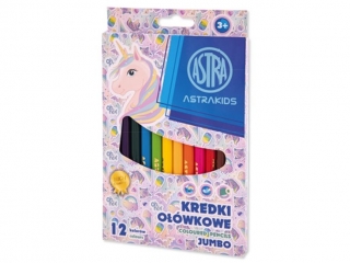Kredki ołówkowe okrągłe JUMBO ASTRAKIDS Unicorn - 12 kolorów