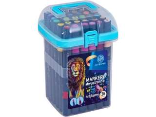 Markery artystyczne tr�jk�tne dwustronne ASTRAPEN - 36 kolor�w - p�dzelkowa i �ci�ta ko�c�wka  [opakowanie=4szt]