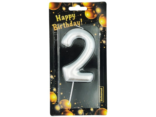 �WIECZKA CYFRA SREBRNA - 2 6490 [opakowanie=12szt]