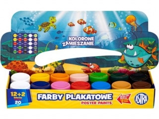 Farby plakatowe Astra 14 kol x 20 ml 12+2 STANDARD BOX