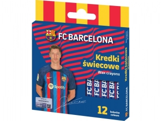 Kredki wiecowe  okrge FC BARCELONA - 12 kolorw - 8/90 mm  [opakowanie=24szt]