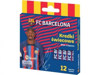 Kredki wiecowe  okrge FC BARCELONA - 12 kolorw - 8/90 mm  [opakowanie=24szt]