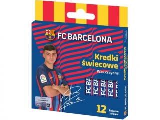 Kredki wiecowe  okrge FC BARCELONA - 12 kolorw - 8/90 mm  [opakowanie=24szt]