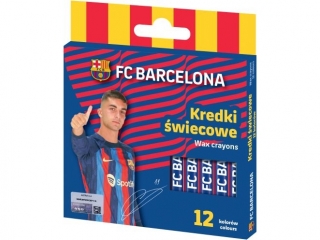 Kredki wiecowe  okrge FC BARCELONA - 12 kolorw - 8/90 mm  [opakowanie=24szt]