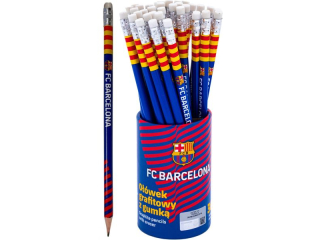 Ołówki grafitowe trójkątne HB z gumką FC Barcelona - 36 szt. drum