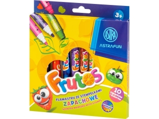 Flamastry okrągłe zapachowe ze stempelkami ASTRAFUN FRUTOS - 10 kolorów