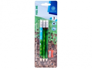 O��wki grafitowe tr�jk�tne HB jumbo ASTRAKIDS PIXEL ONE + temper�wka - 3+1 szt. blister