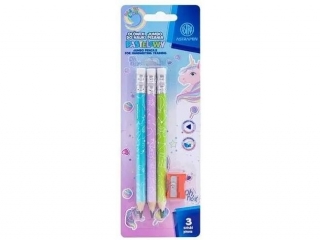 O��wki grafitowe tr�jk�tne HB jumbo ASTRAKIDS UNICORN + temper�wka - 3+1 szt. blister