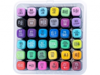 Markery artystyczne kwadratowe dwustronne ASTRAPEN - 36 kolor�w - 30 standardowych i 6 pastelowych - super cienka i p�dzelkowa ko�c�wka