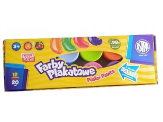 Farby plakatowe Astra 12 kol x 20 ml STANDARD BOX (2 pastel)