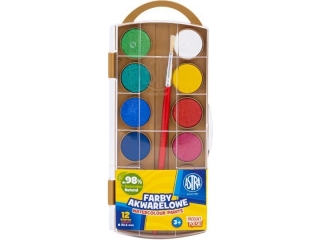 Farby akwarelowe Astra 12 kol - fi 23,5 mm z eurozawieszk� - zlota paletka