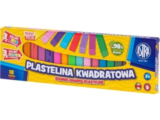 Plastelina Astra kwadratowa 18 kol (3 neon, 3 pastel)  [opakowanie=4szt]