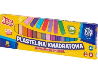Plastelina Astra kwadratowa 18 kol (3 metal)  [opakowanie=4szt]