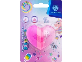 Temper�wka i gumka 2 w 1 w kszta�cie serca, transofrmer ASTRAKIDS Unicorn - 1 szt. blister  [opakowanie=12szt]