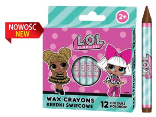 Kredki świecowe  okrągłe L.O.L - 12 kolorów - 8/90 mm