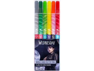 Flamastry dwustronne okrągłe Wednesday - 6 sztuk = 12 kolorów Nnowość