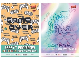 Zeszyt papier�w kolorowych nab�yszczany A4 10 kartek ok�adka kredowana [opakowanie=25szt]