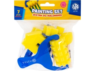Zestaw g�bek i wa�k�w do malowania 3 ASTRA - 7 szt. 6 stempelk�w, 1 wa�ek  [opakowanie=12szt]