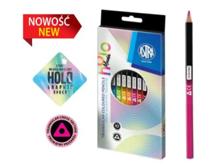 Kredki o��wkowe tr�jk�tne z czarnego drewna ASTRAPEN HOLOmania 10 kolor�w Nnowo��