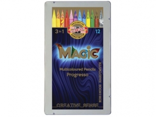 Kredki KOH-I-NOOR Progresso Magic 12 kolor�w, metalowe etui