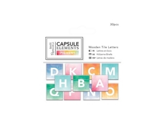 DREWNIANE TABLICZKI Z LITERAMI - CAPSULE - ELEMENTS PIGMENT, 30 SZT.