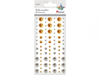Kryszta�ki samoprzylepne pere�ki O10/6/4/2,5mm mix 2 kolor�w: z�oty, srebrny 91szt.