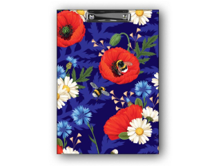 PENMATE DESKA Z KLIPEM A4 T0126 KWIATY POLSKIE MAKI W FIOLECIE FOLIA MAT NIERYSUJĄCA