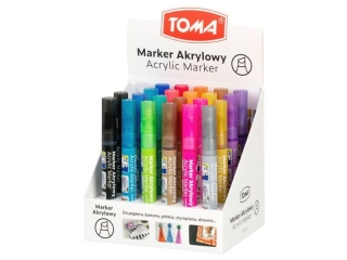 Marker akrylowy TOMA, fibrowa ko�c�wka �ci�ta 2-5mm, 22 kolor�w - mix Display 24szt [opakowanie=24szt]TO-403 mix Display 24szt