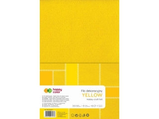 Filc dekoracyjny, 20x30 cm, 1,5 mm, 10 ark., ��ty, Happy Color