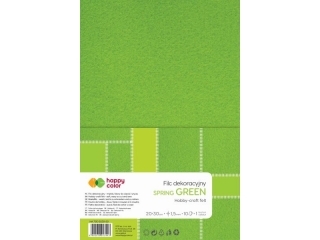 Filc dekoracyjny, 20x30 cm, 1,5 mm, 10 ark., jasnozielony, Happy Color