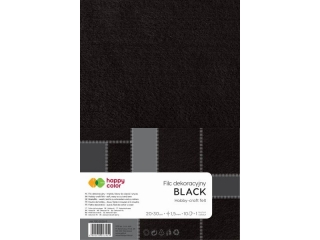 Filc dekoracyjny, 20x30 cm, 1,5 mm, 10 ark., czarny, Happy Color