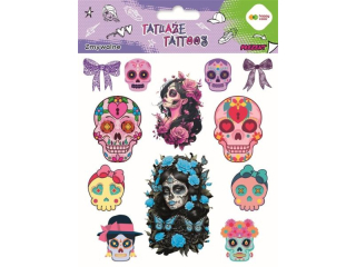 Tatua�e zmywalne PINK SKULLS, rozm. 150x200 mm, Happy Color