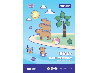 Blok rysunkowy KAPIBARA, biay, 80 g/m2, A4, 20 ark., Happy Color [opakowanie=20szt]