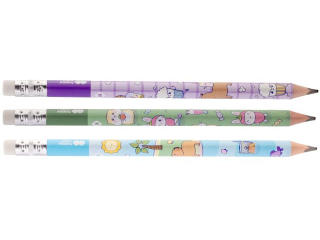 Owek do nauki pisania, jumbo, z gumk, trjktny, 2B, KAPIBARA, Happy Color [opakowanie=12szt]